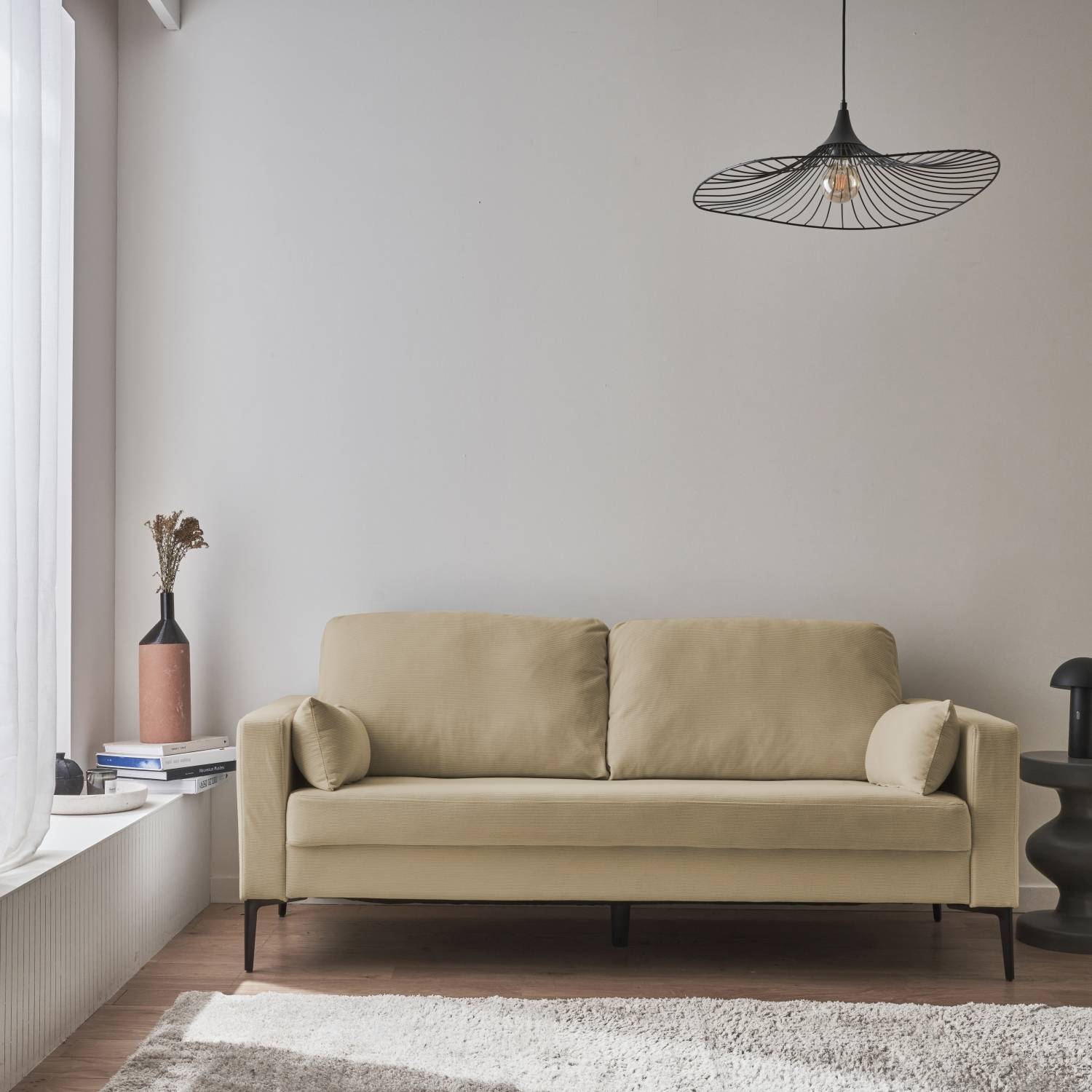 3-Sitzer-Sofa Cordbezug in graubeige  | sweeek