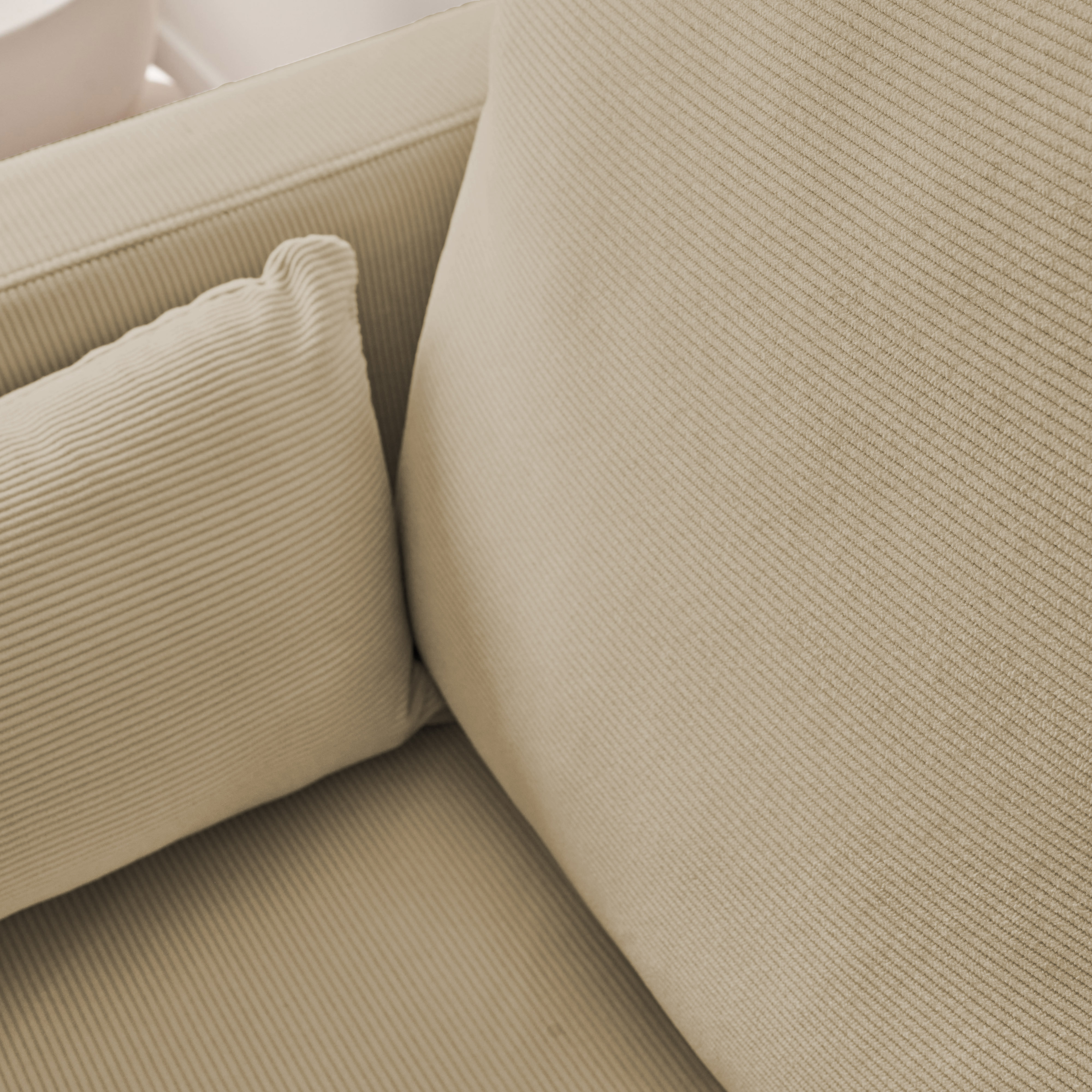 Sofa 3-Sitzer Cord graubeige - Bjorn - Fixes Sofa, gerade, Metallfüße ,sweeek,Photo3
