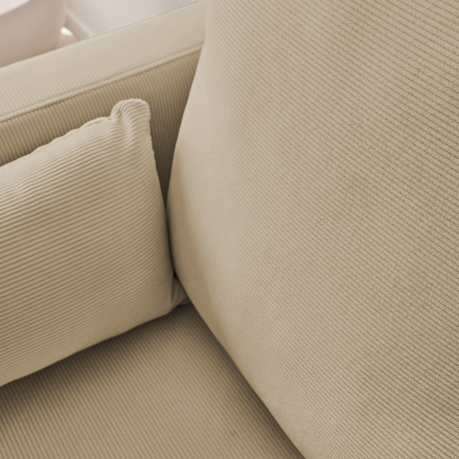 Sofa 3-Sitzer Cord graubeige - Bjorn - Fixes Sofa, gerade, Metallfüße  Photo3