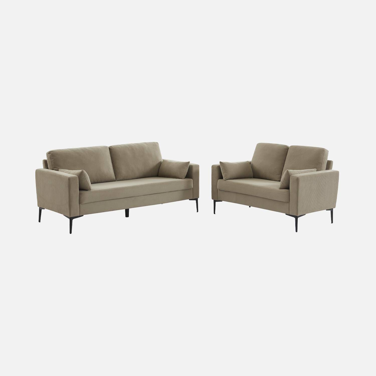 Sofa 3-Sitzer Cord graubeige - Bjorn - Fixes Sofa, gerade, Metallfüße ,sweeek,Photo7