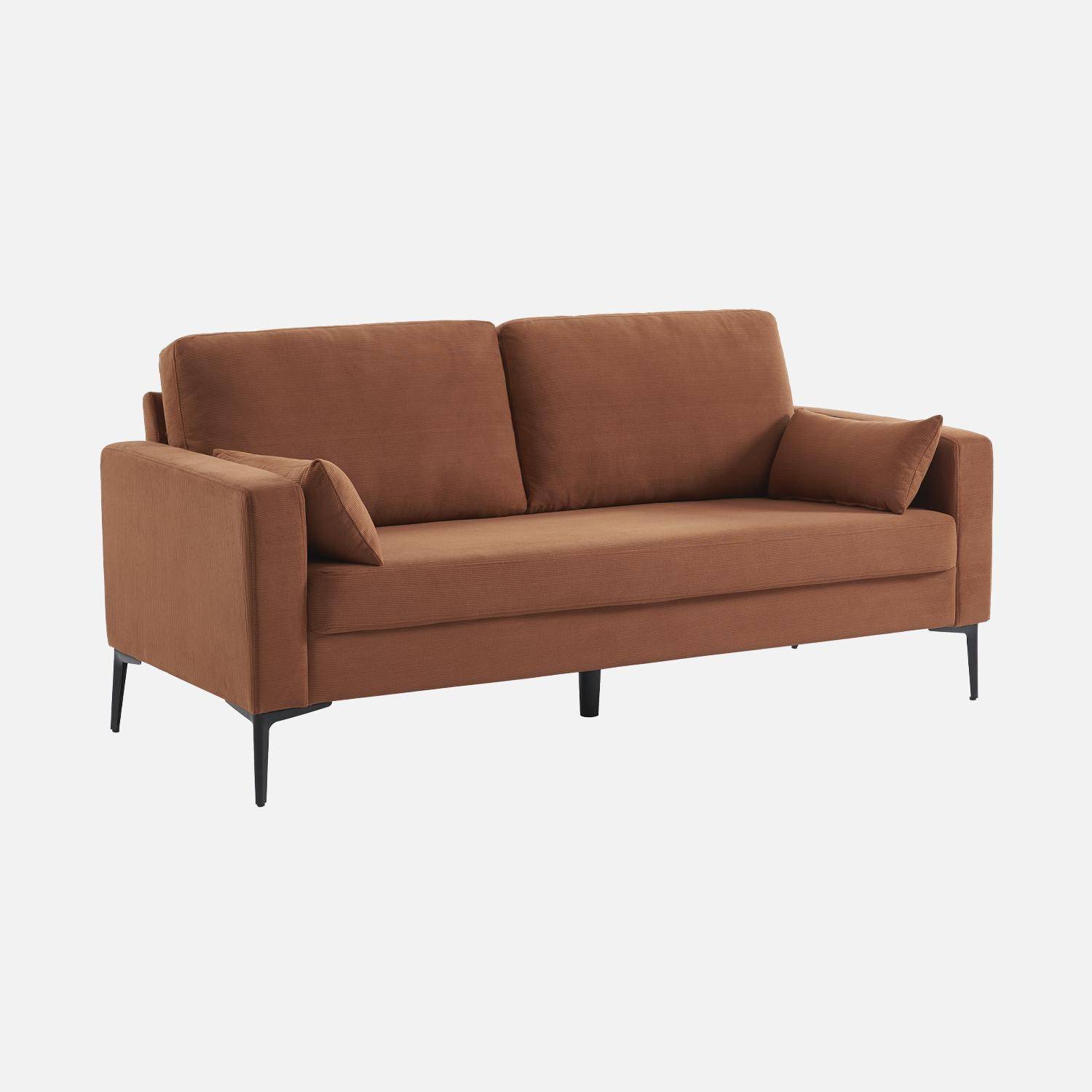 Divano a 3 posti in velluto a coste, gambe in metallo, Bjorn, Terracotta, 130x79x69 cm Photo4