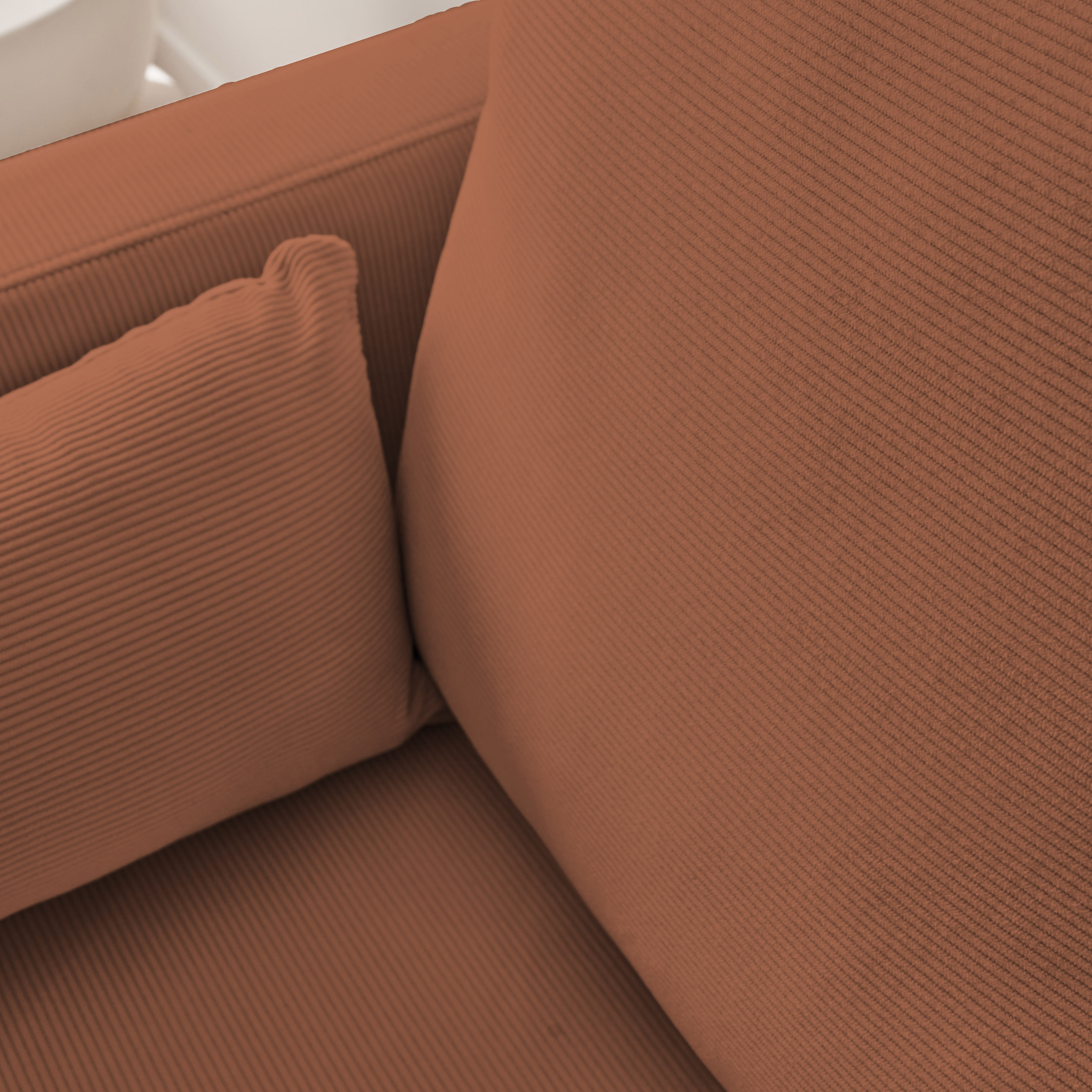 Divano a 3 posti in velluto a coste, gambe in metallo, Bjorn, Terracotta, 130x79x69 cm Photo3