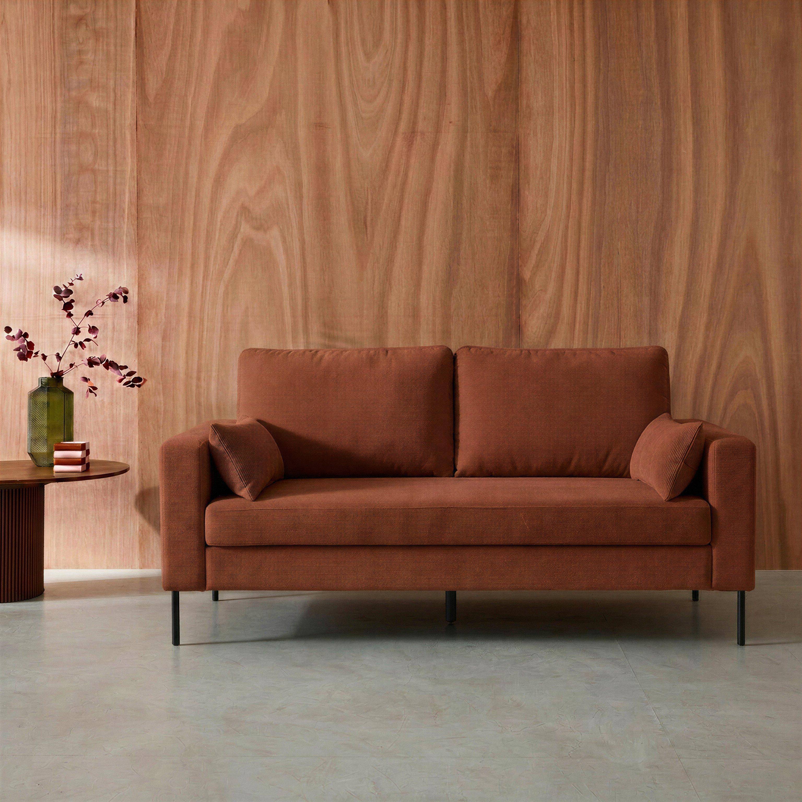 Sofá de pana con patas de metal, 3 plazas Terracota - 180x82x79 cm Photo1