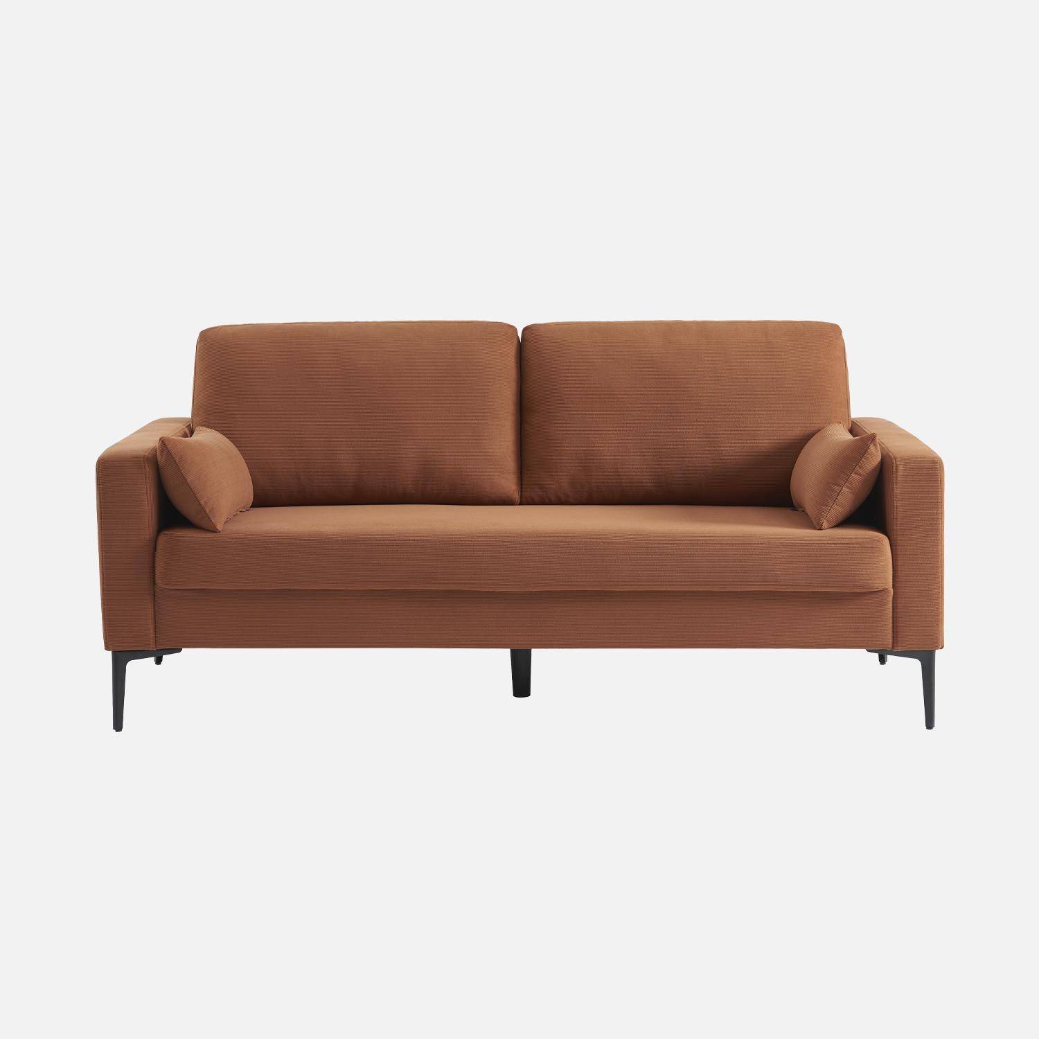 Divano a 3 posti in velluto a coste, gambe in metallo, Bjorn, Terracotta, 130x79x69 cm Photo6