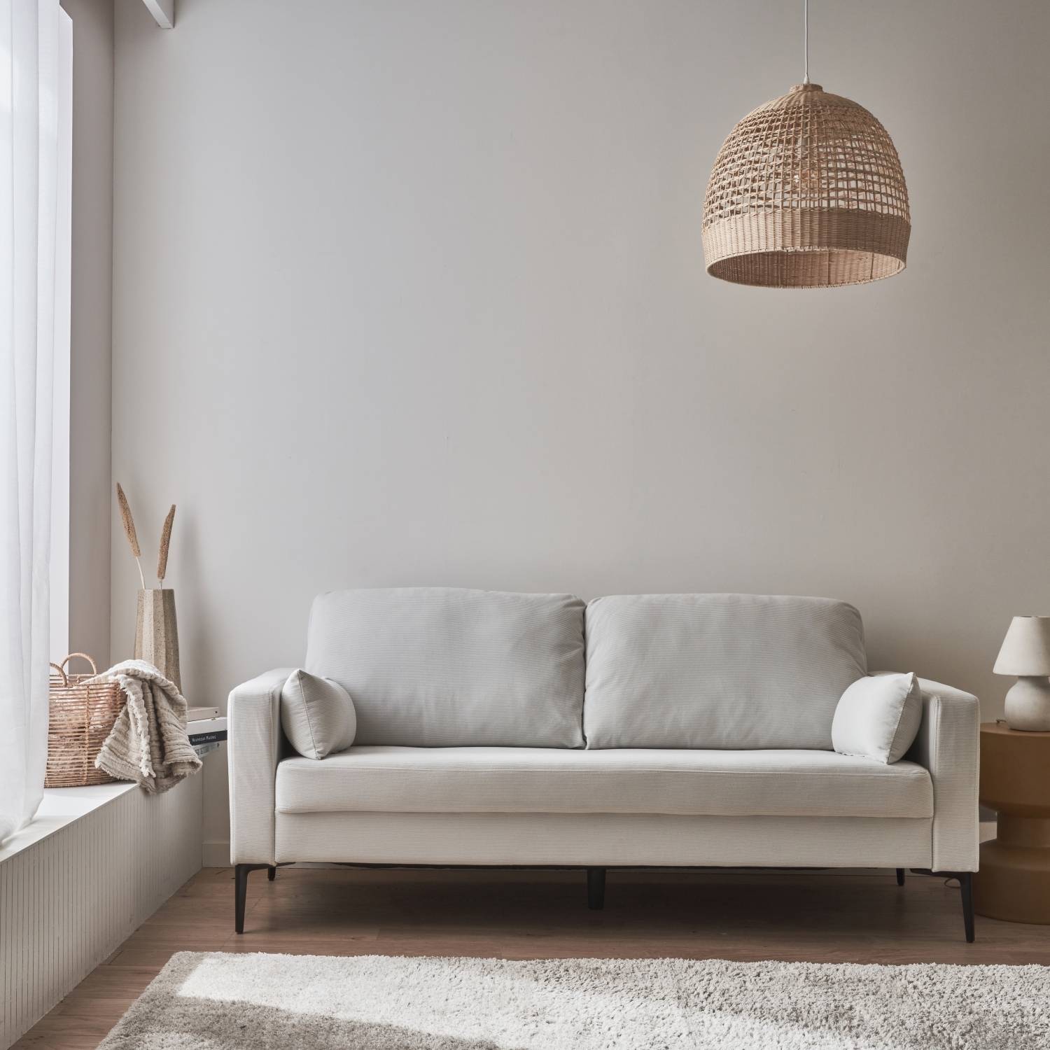 3-Sitzer-Sofa Cordbezug in weiß  | sweeek