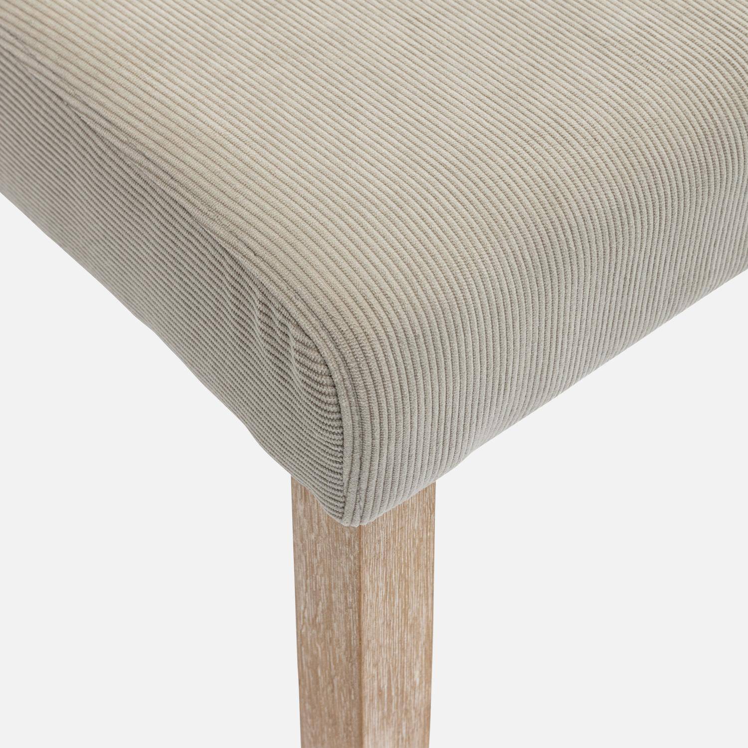 Silla de madera y terciopelo de pana fina, set de 4, Rita, Gris beige, 43x56.5x92.5 cm,sweeek,Photo5