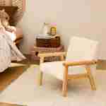 Kinderfauteuil in hout en witte boucléstof, Isak, B 47 x D 43,5 x H 50cm Photo2