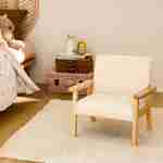 Kinderfauteuil in hout en witte boucléstof, Isak, B 47 x D 43,5 x H 50cm Photo1