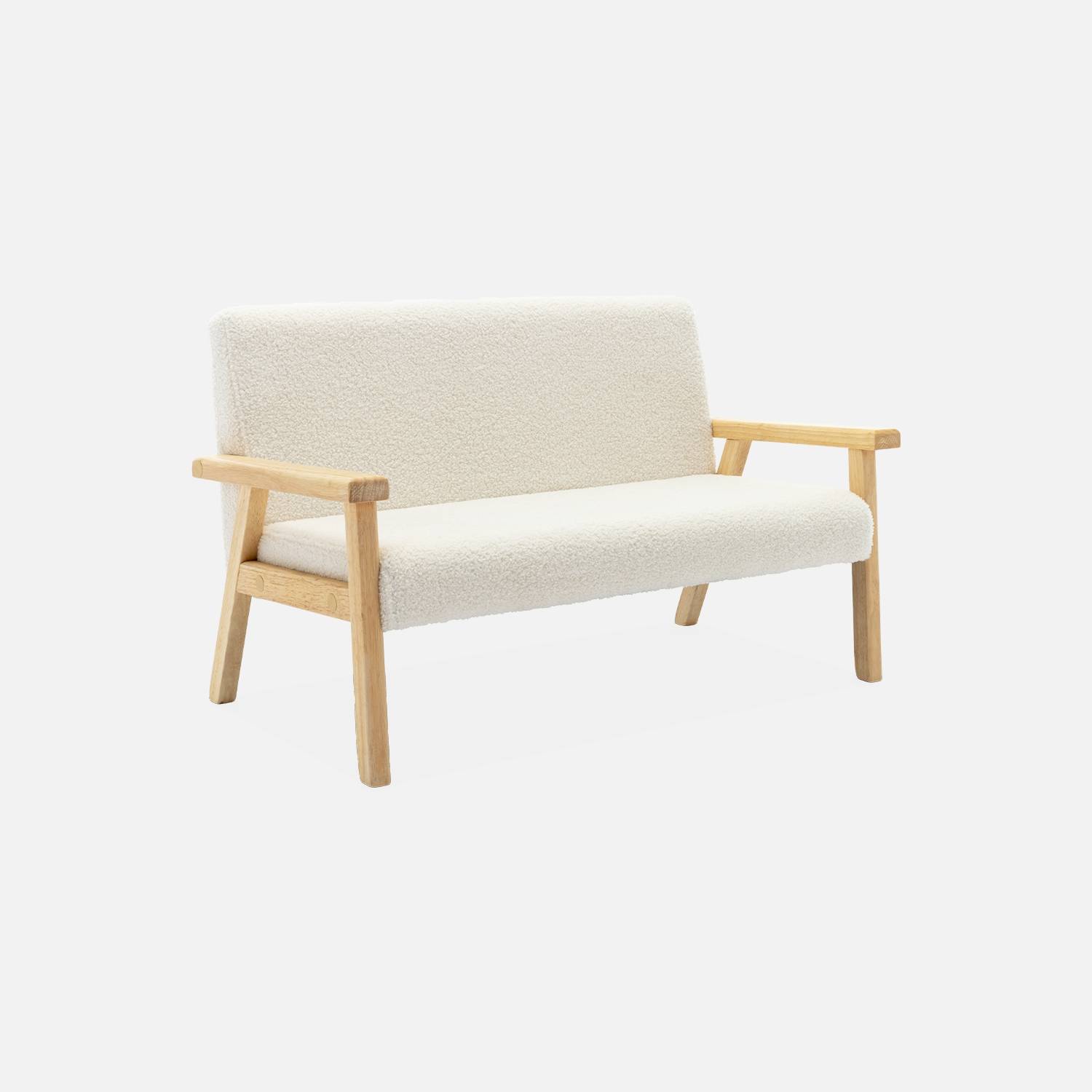 Banquette canapé enfant bois et tissu bouclette  | sweeek