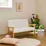 Sofá banco infantil de madera y tela bouclette, Isak, A 84 x P 43,5 x Alt 50cm Photo1