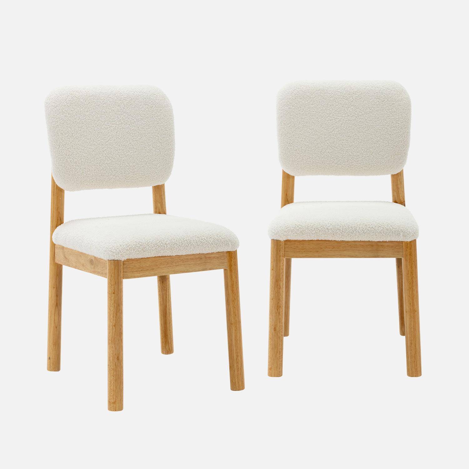 2er Set skandinavische Stühle, Gestell aus Hevea-Holz, Teddy Bouclé-Bezug Photo4