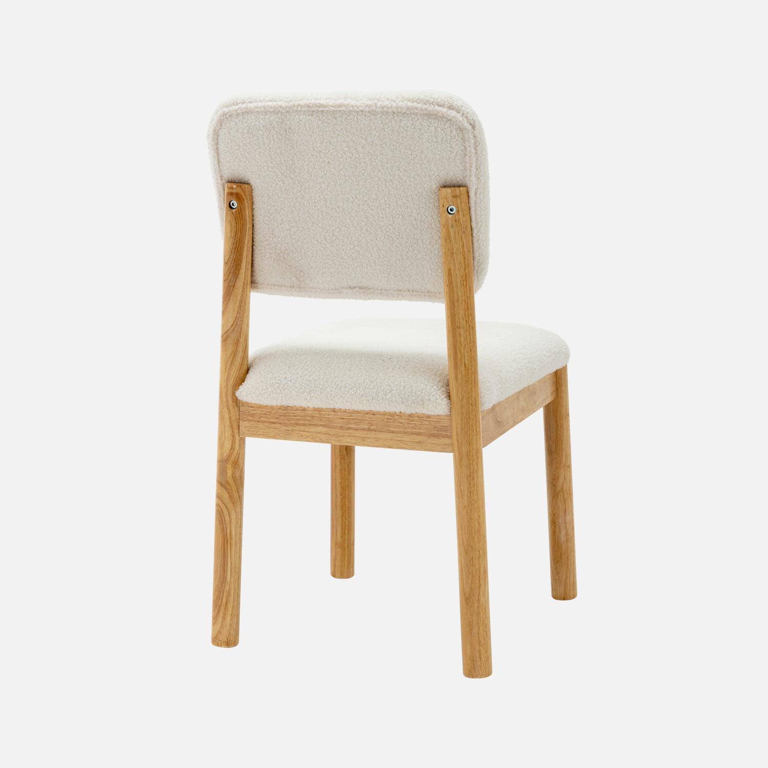 2er Set skandinavische Stühle, Gestell aus Hevea-Holz, Teddy Bouclé-Bezug Photo6