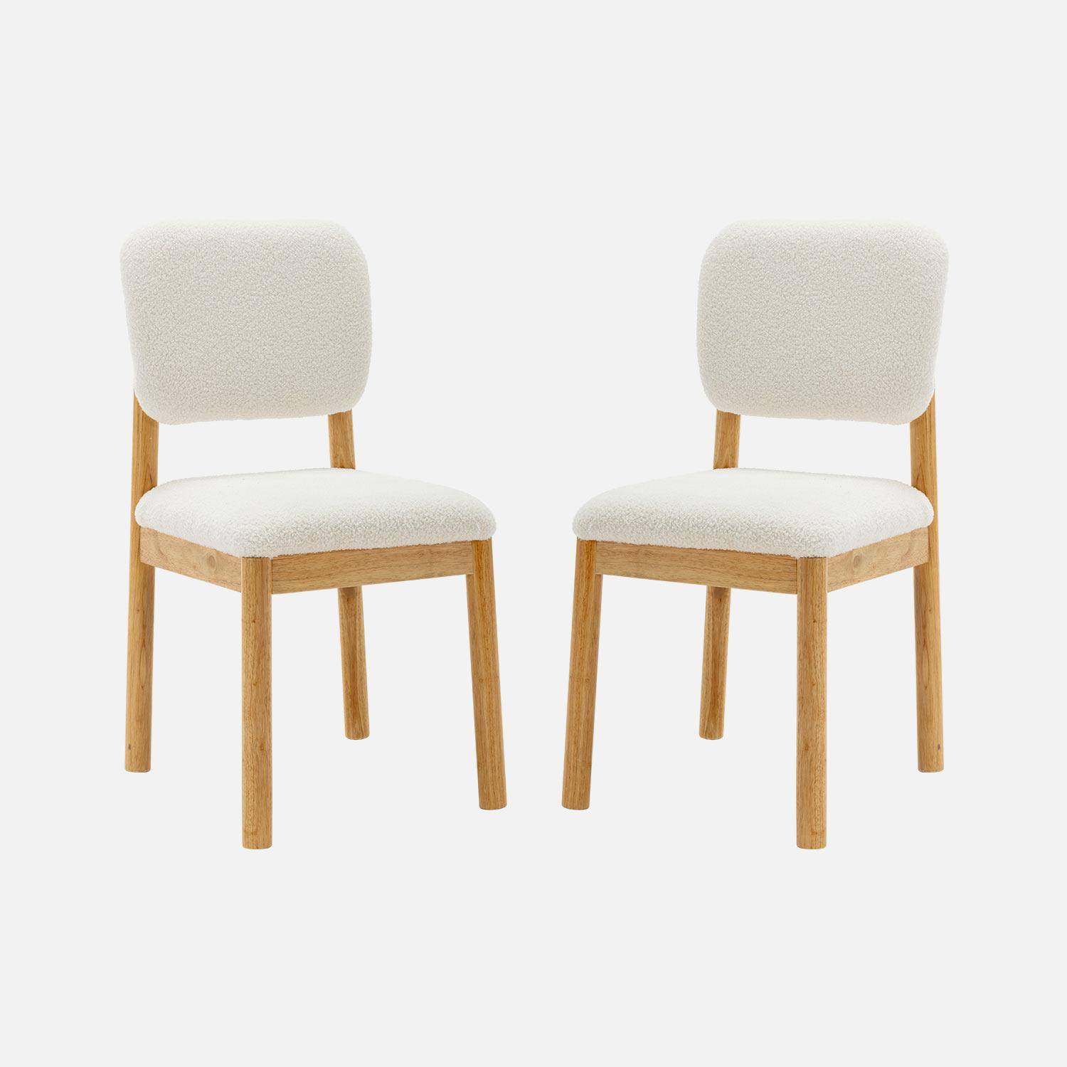 2er Set skandinavische Stühle, Gestell aus Hevea-Holz, Teddy Bouclé-Bezug Photo5