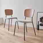 Set van 2 stoelen, witte bouclézitting, gebogen populierenhouten rugleuning, matzwarte metalen poten Photo2