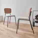 Set van 2 stoelen, witte bouclézitting, gebogen populierenhouten rugleuning, matzwarte metalen poten Photo1