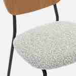 Lot de 2 chaises assise bouclette texturée blanche, dossier bois de peuplier courbé, pieds en métal noir mat Photo4