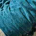 Smaragd blauw chenille kleed met franjes, Suzanne, 130x170cm Photo2