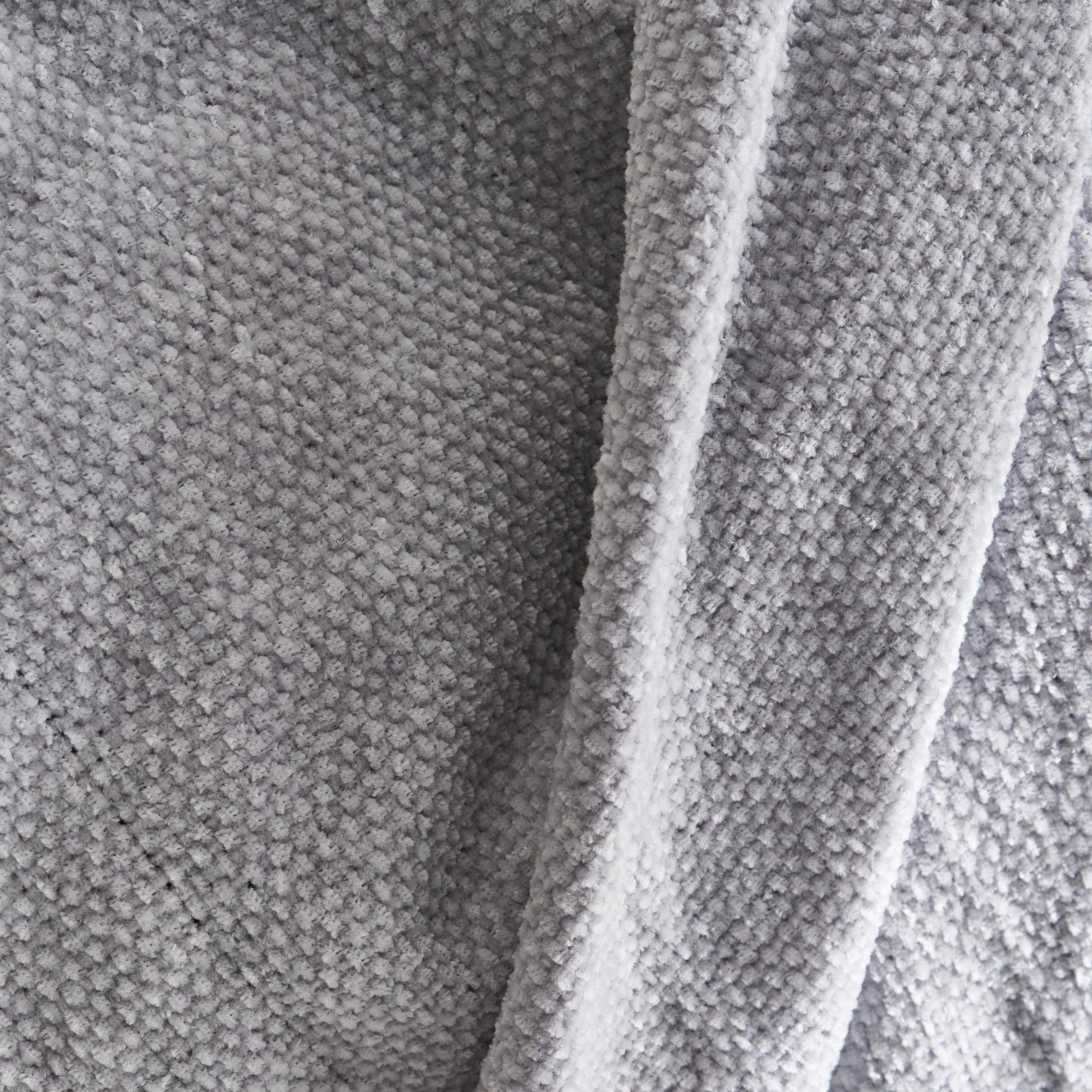 Plaid chenille gris finition franges 130x170cm - SUZANNE,sweeek,Photo2