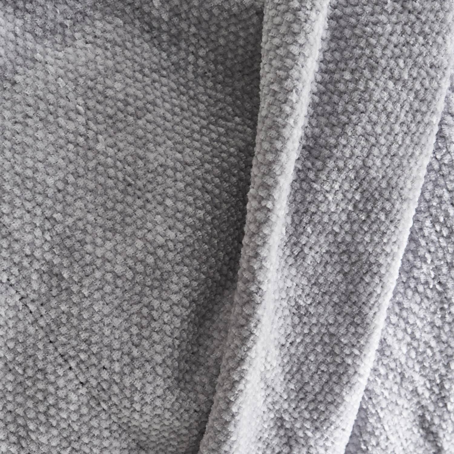 Plaid chenille gris finition franges 130x170cm - SUZANNE Photo2