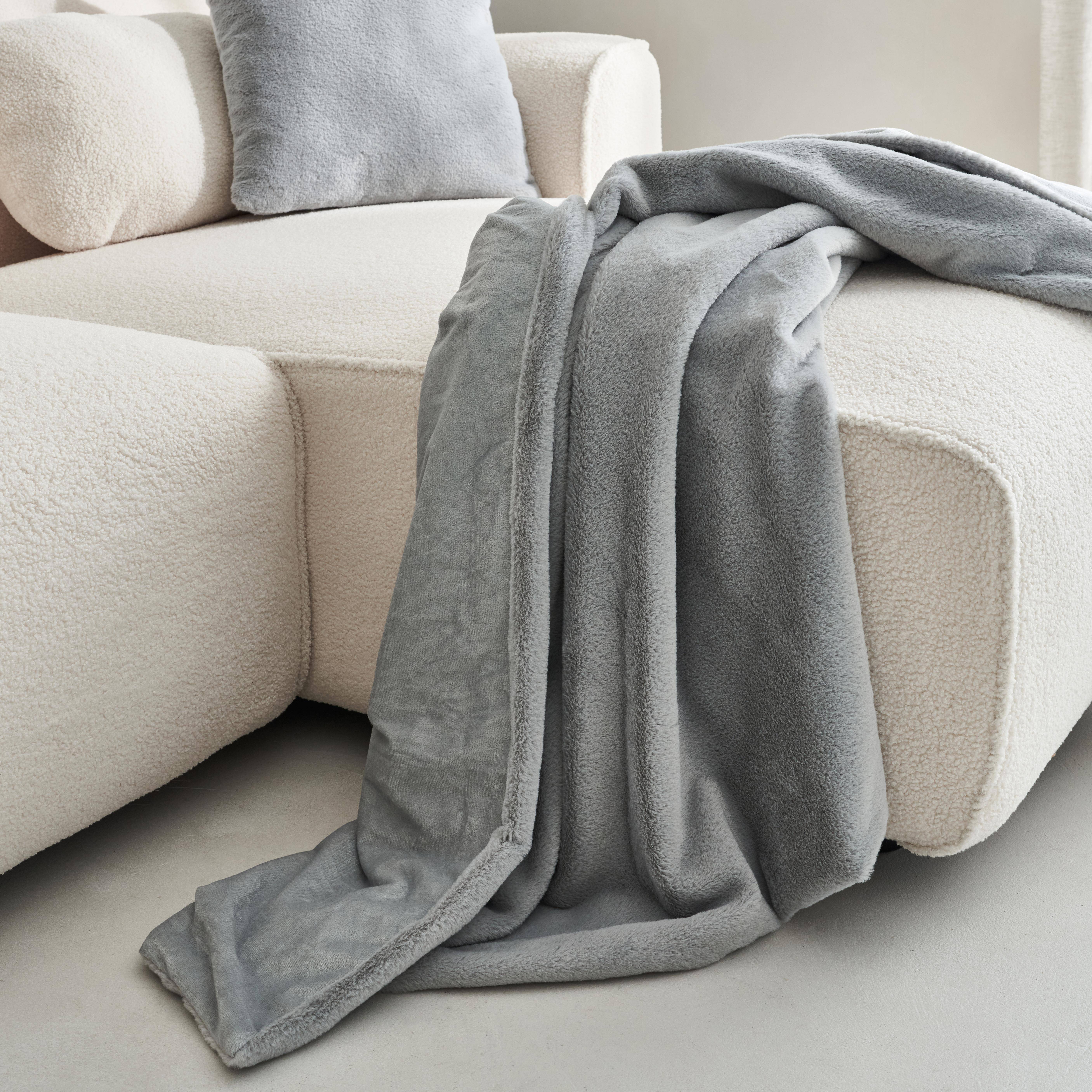 Fleece deken, lichtgrijze, Laponie, 130 x 160cm Photo1
