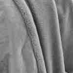 Plaid fausse fourrure gris clair poil long doublure polaire 160 x 230cm - LAPONIE Photo2