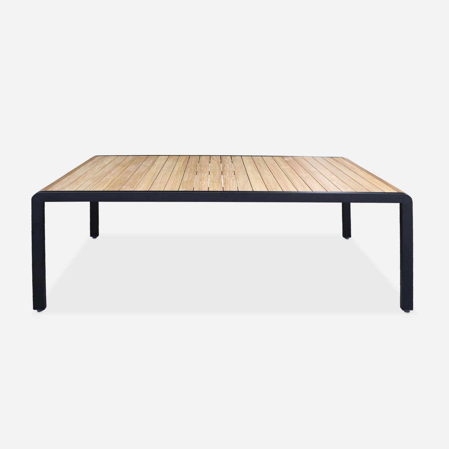 Table de jardin en bois teck, structure acier inoxydable noir, 8 places  Photo2