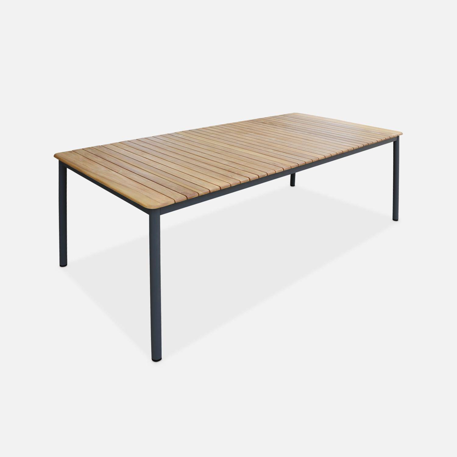 Teakhouten tuintafel, antraciet roestvrijstalen frame, 10 zitplaatsen,sweeek,Photo3