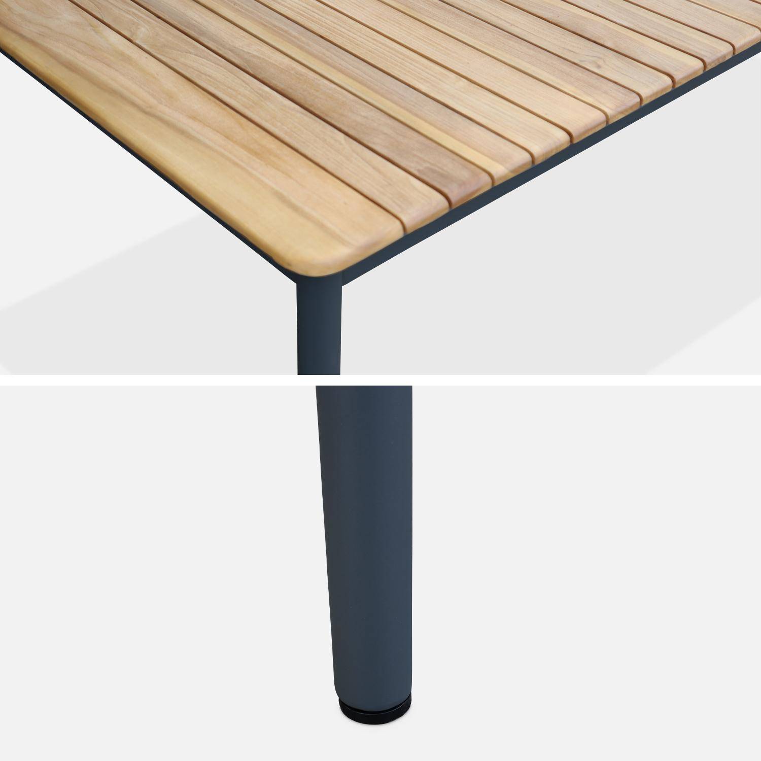 Table de jardin en bois teck, structure acier inoxydable anthracite, 8 places ,sweeek,Photo3