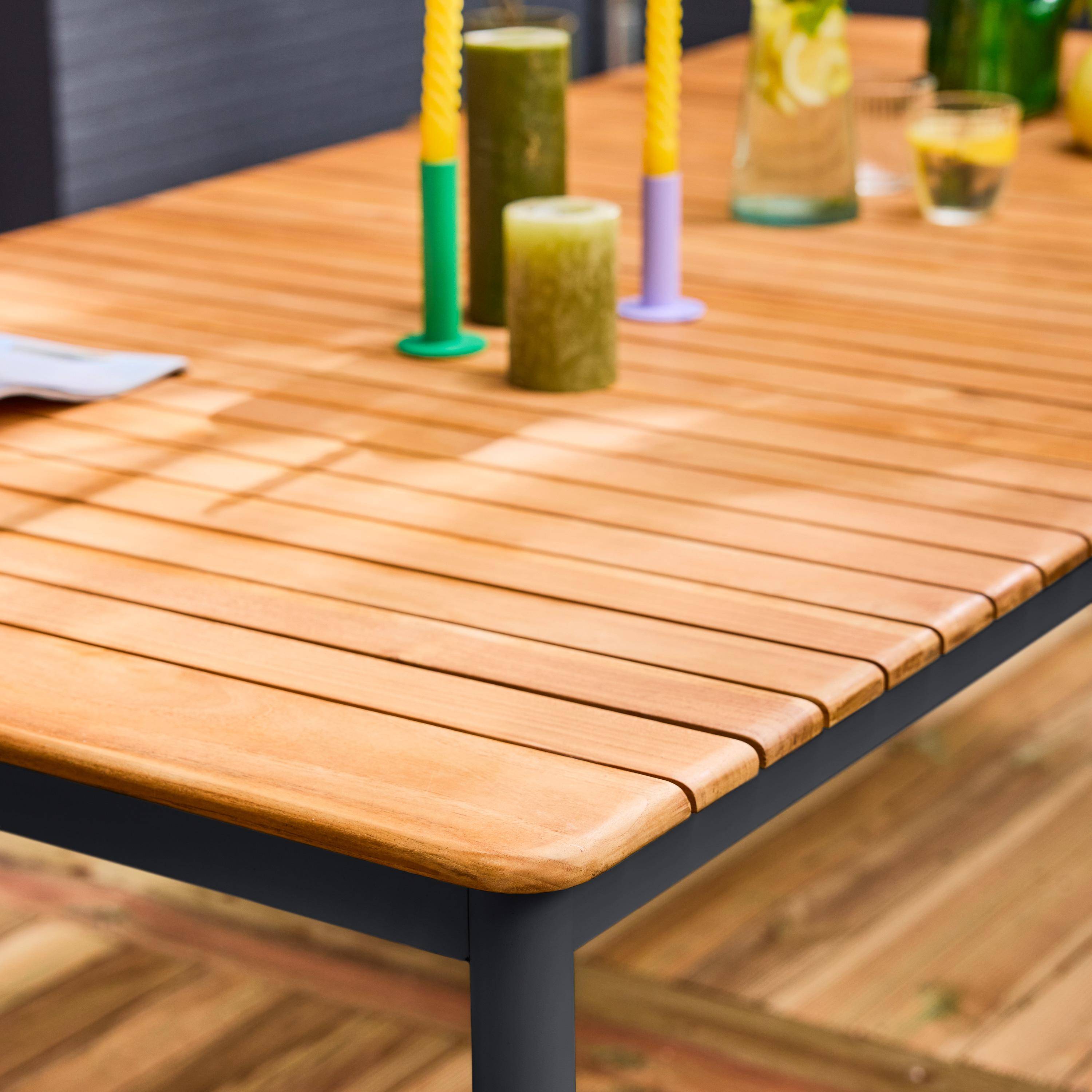 Teakhouten tuintafel, antraciet roestvrijstalen frame, 10 zitplaatsen Photo2