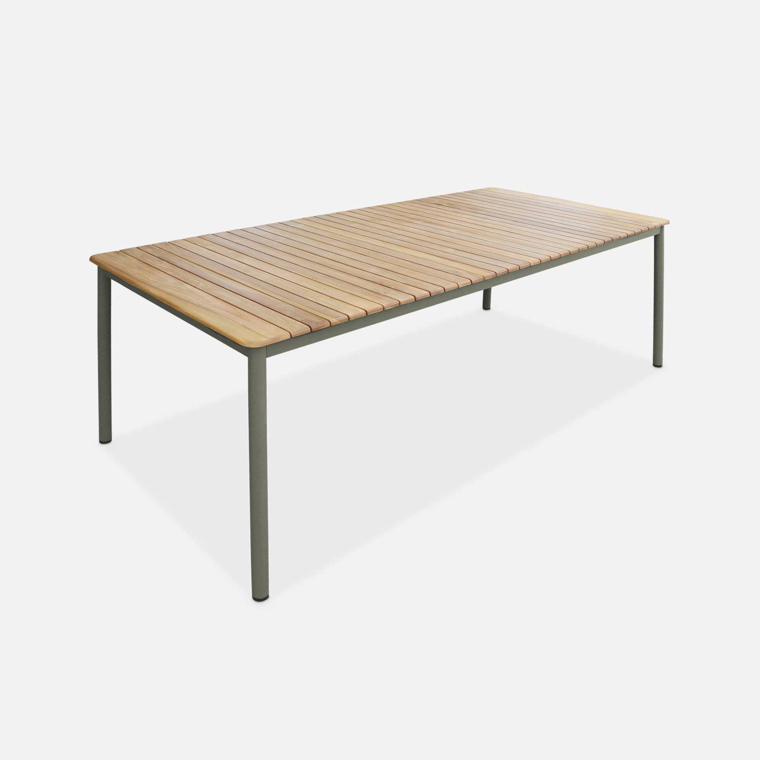 Mesa de jardim de madeira, estrutura de aço 10 lugares, Gili, Verde caqui, 210x100x75 cm,sweeek,Photo3
