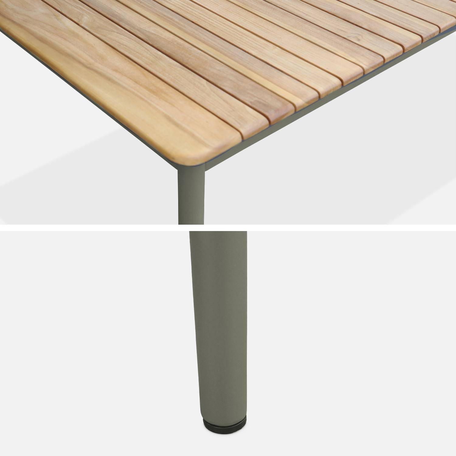 Mesa de jardim de madeira, estrutura de aço 10 lugares, Gili, Verde caqui, 210x100x75 cm,sweeek,Photo5