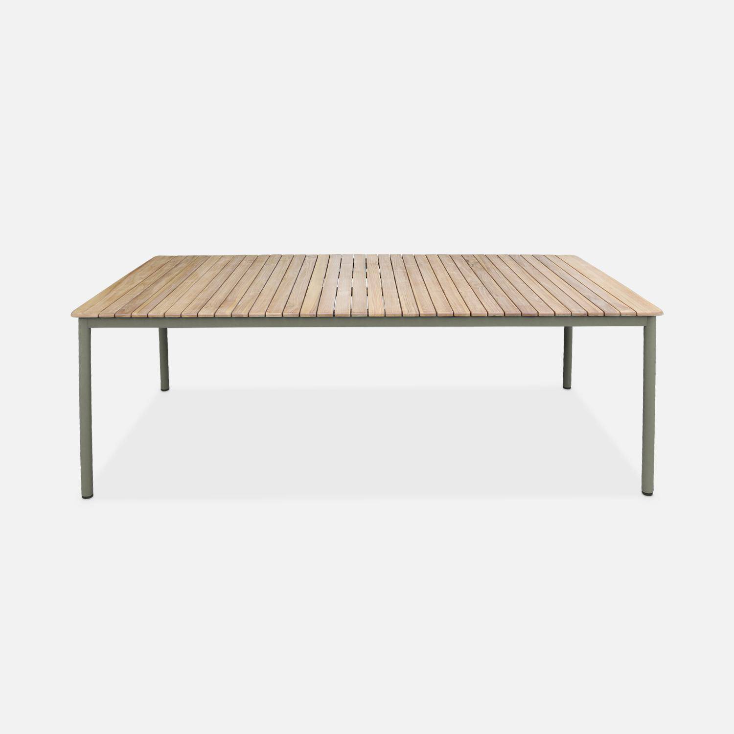 Mesa de jardim de madeira, estrutura de aço 10 lugares, Gili, Verde caqui, 210x100x75 cm,sweeek,Photo4