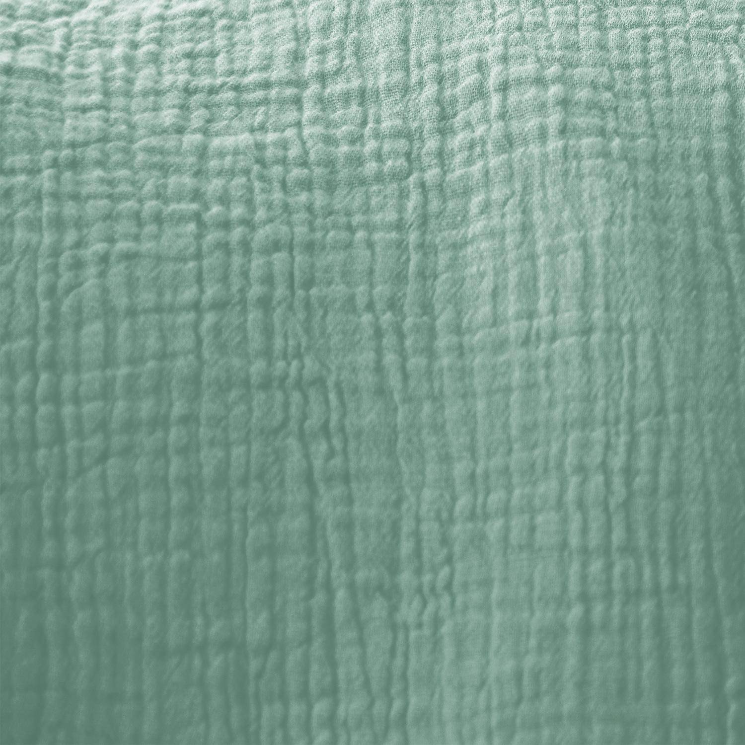 2er Set Vorhänge aus mandelgrüner Baumwollgaze, strukturiertes Gewebe, 2x 135x240cm mit Ösen Photo2