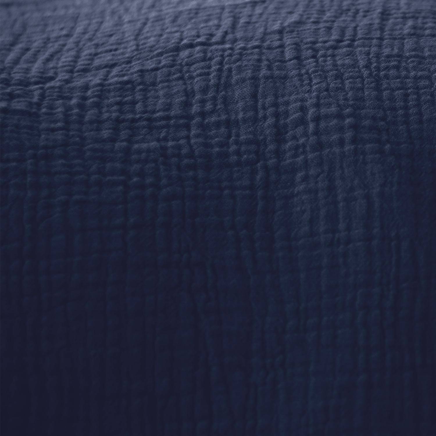 Set van 2 marineblauwe katoenen gordijnen, stof met reliëf, 2x 135x240cm met 8 ogen Photo2