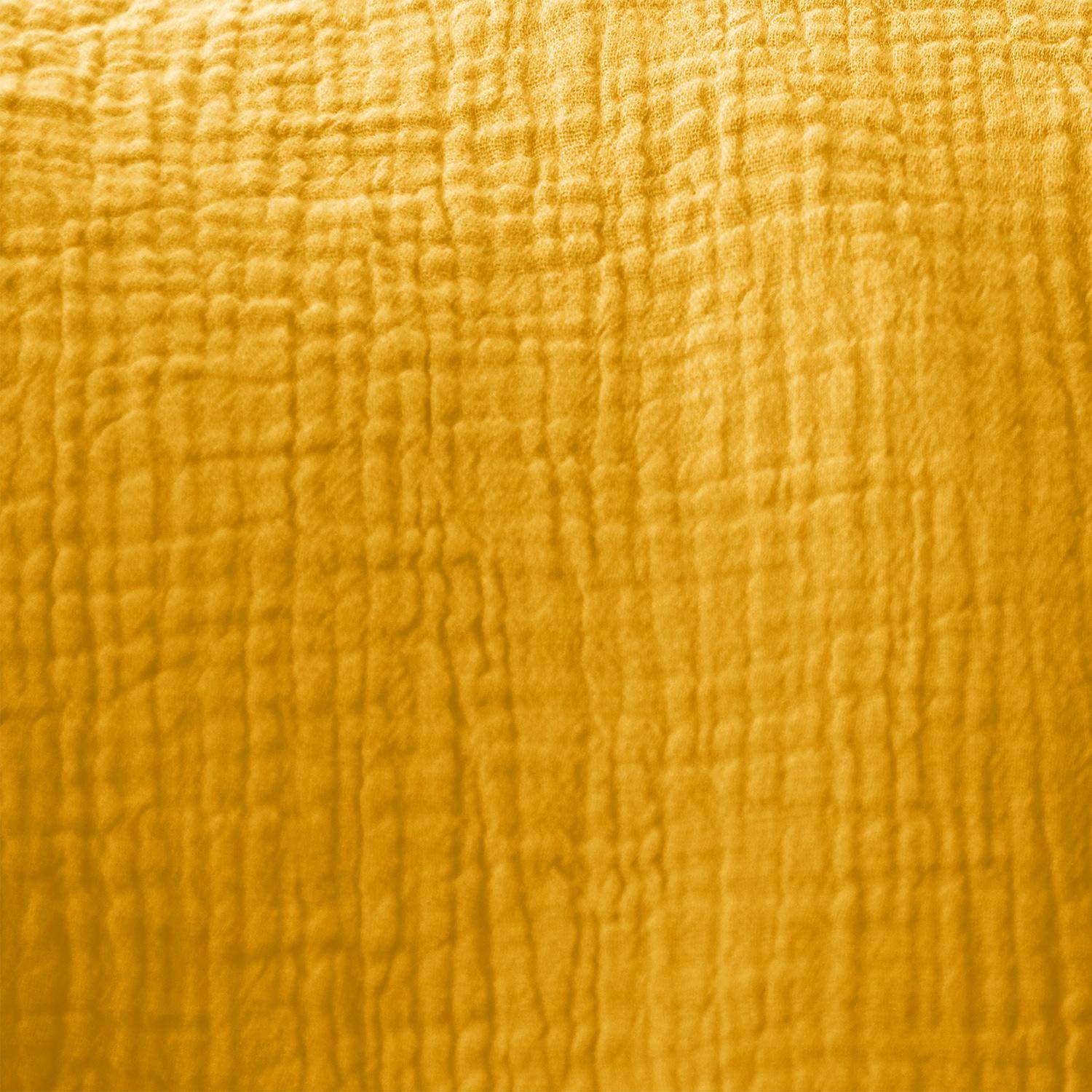 2er Set Vorhänge aus goldfarbener Baumwollgaze, strukturiertes Gewebe, 2x 135x240cm mit Ösen Photo2