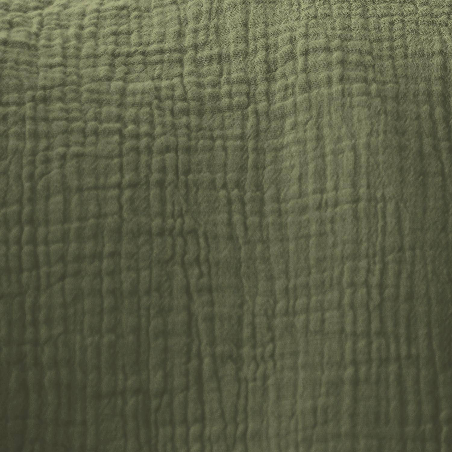 Set de 2 rideaux en gaze de coton kaki foncé, tissu gaufré, 2x 135x240cm avec œillets  Photo2