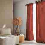 Set de 2 rideaux en gaze de coton ocre, tissu gaufré, 2x 135x240cm avec œillets  Photo1