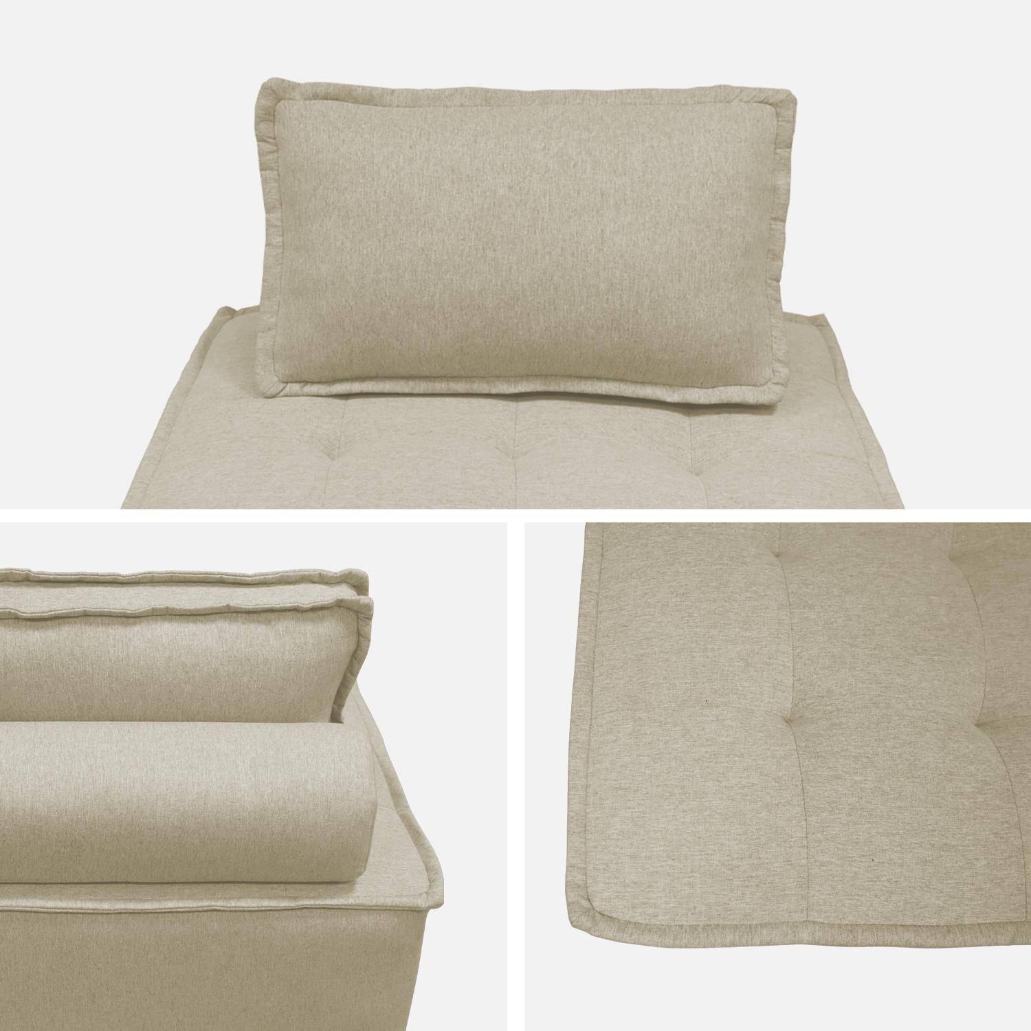 Chauffeuse pour canapé modulable tissu capitonné beige avec un coussin  Photo6