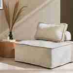 Chauffeuse pour canapé modulable tissu capitonné beige avec un coussin  Photo2