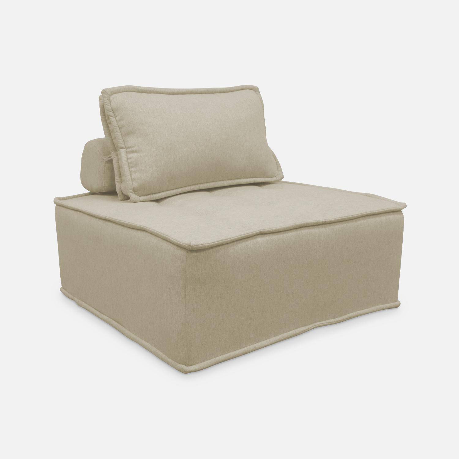 Modulaire fauteuil in beige stof met kussen,sweeek,Photo4