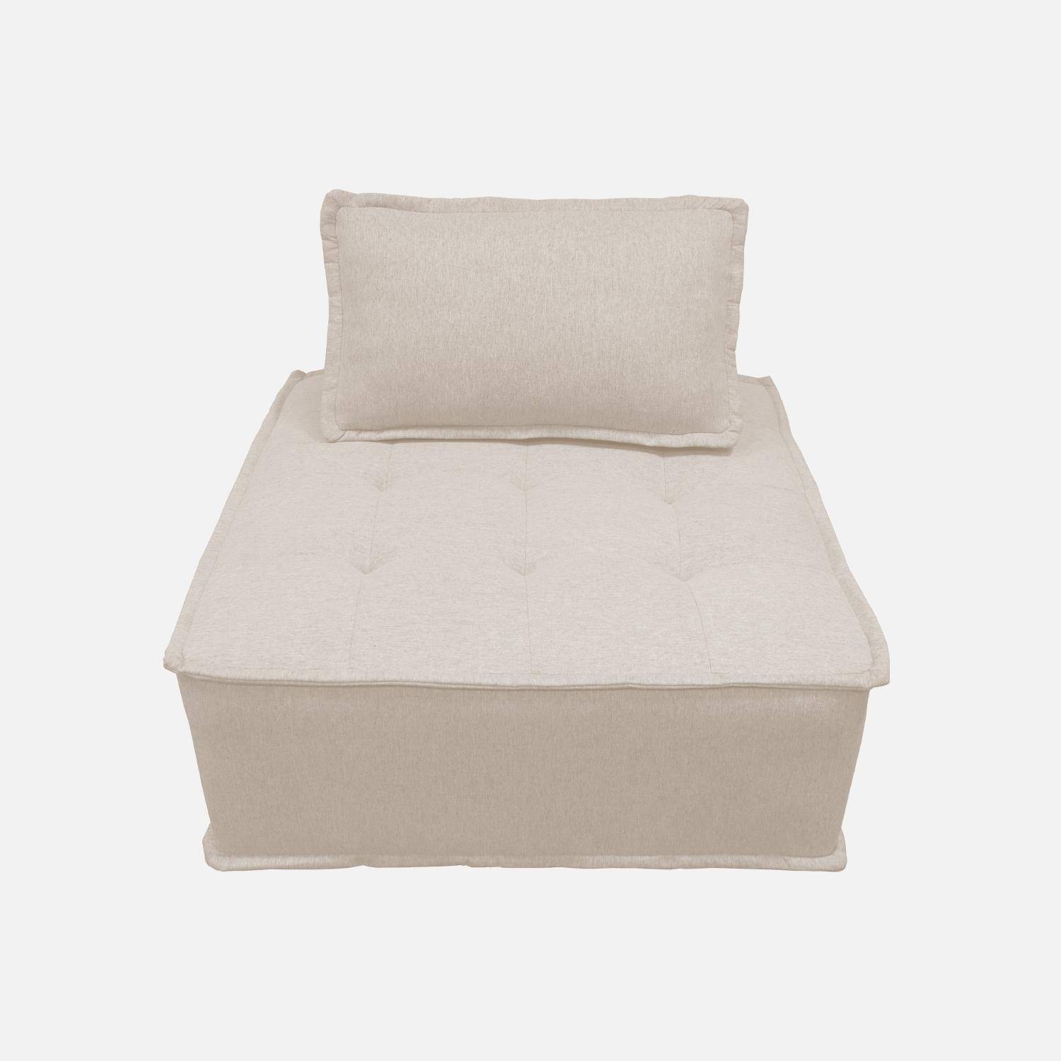 Chauffeuse pour canapé modulable tissu capitonné crème avec un coussin  Photo6