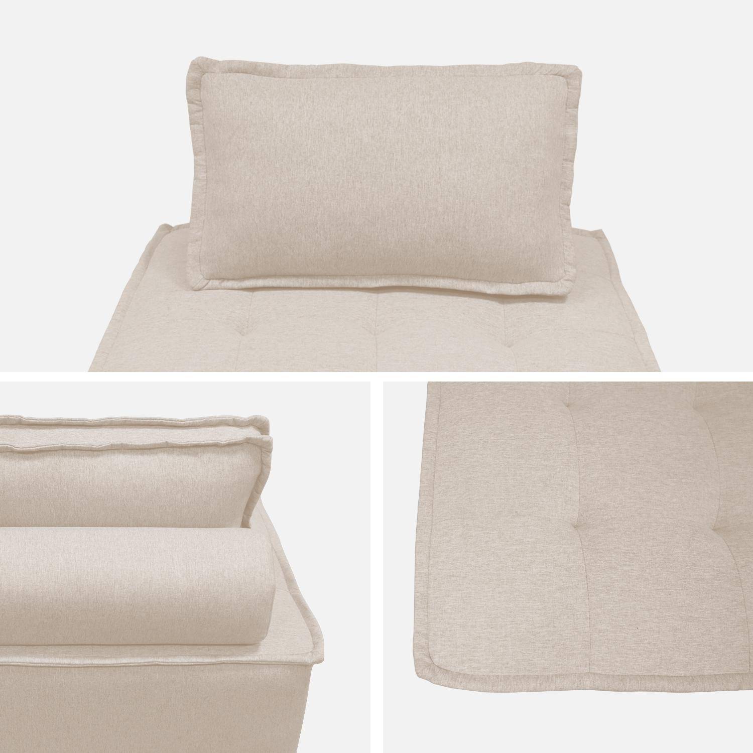 Set van 3 modulaire fauteuils in crème stof met 1 kussen,sweeek,Photo6