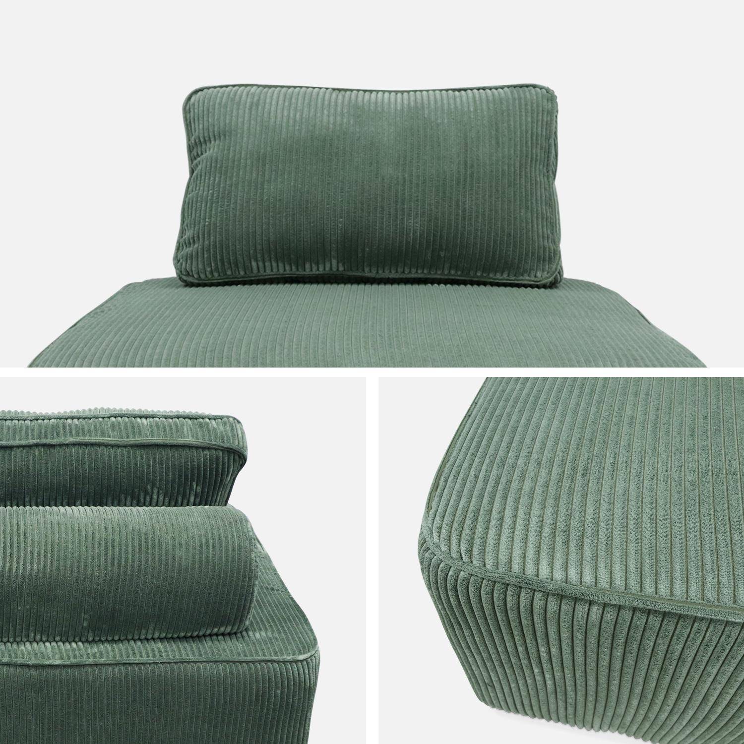 Sessel ohne Armlehne mit grünem Cordbezug für ein modulares Sofa Photo5