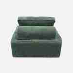 Chauffeuse  pour canapé modulable velours côtelé vert avec un coussin  Photo4