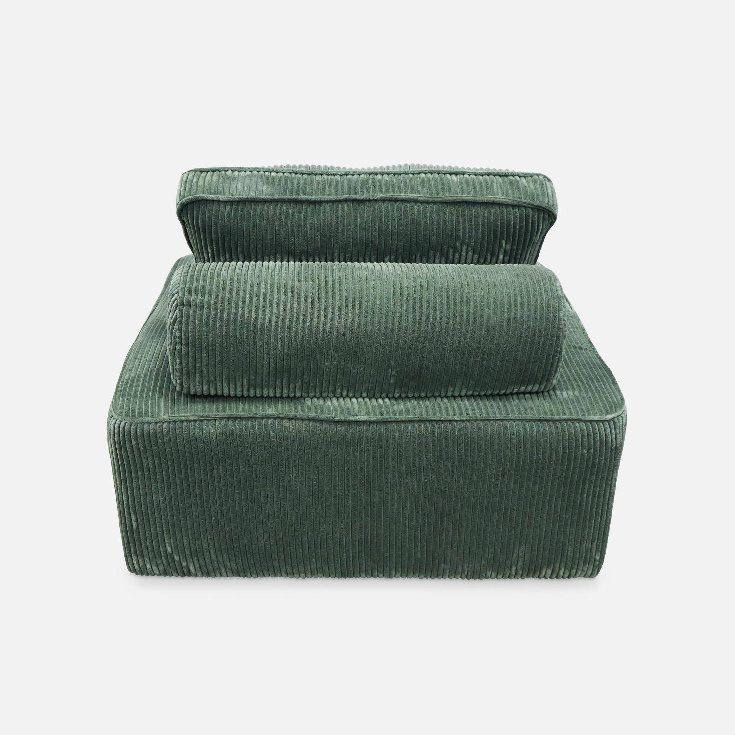 Modulaire fauteuil in groen corduroy met kussen Photo4