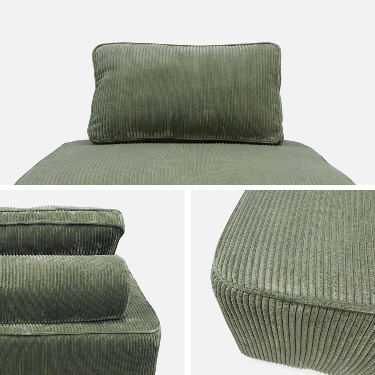 Sillón de diseño para sofá modular de pana, Lao, Verde, 90x90x40 cm Photo5