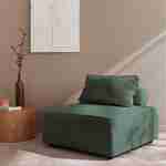 Chauffeuse  pour canapé modulable velours côtelé vert avec un coussin  Photo2