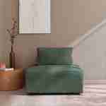 Chauffeuse  pour canapé modulable velours côtelé vert avec un coussin  Photo1