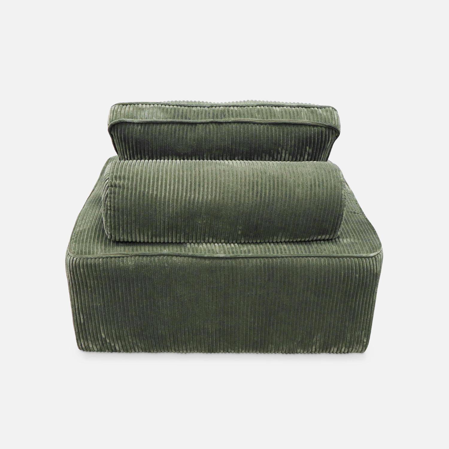 Sillón de diseño para sofá modular de pana, Lao, Verde, 90x90x40 cm Photo4