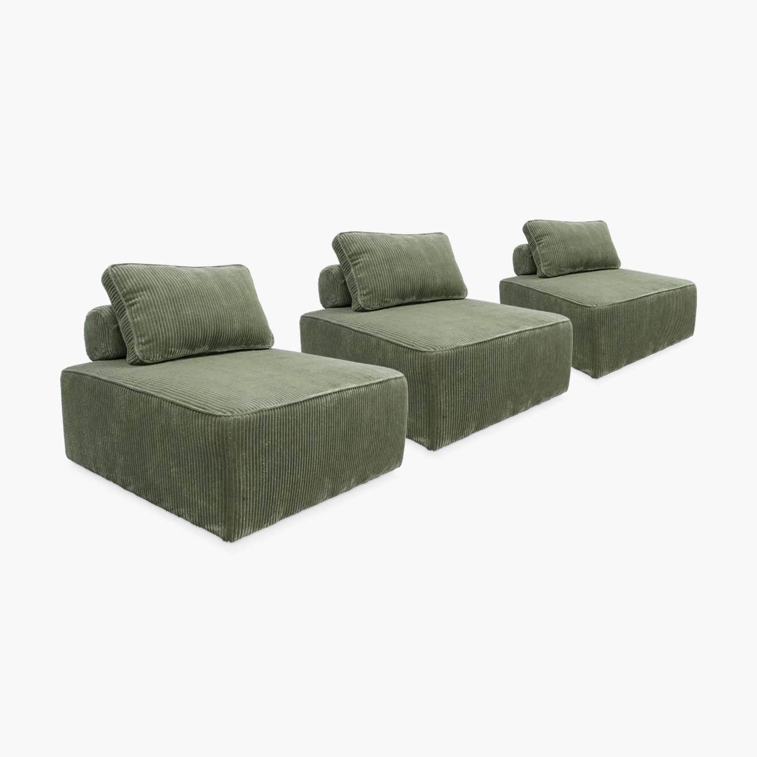 Lot de 3 chauffeuses canapé modulables velours côtelé vertlsweeek